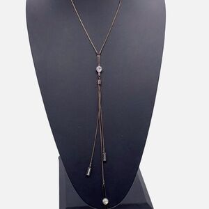 White House Black Market Crystal Lariat Necklace